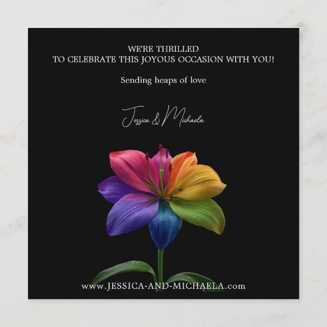 Reserva La Fecha 🌈 Lily de Arcoíris Save the Date — Cuadrado (Reverso)