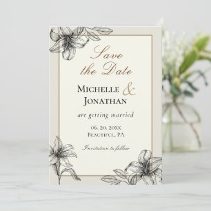 Reserva La Fecha Lily Simple Floral Vintage Boda Cristiana