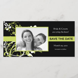 Reserva La Fecha Lime Green y Black Save the Date Photo Cards