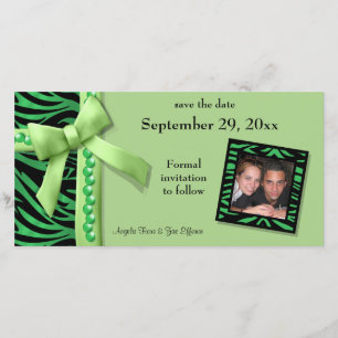 Reserva La Fecha Lime Green Zebra Gems Save the Date Card