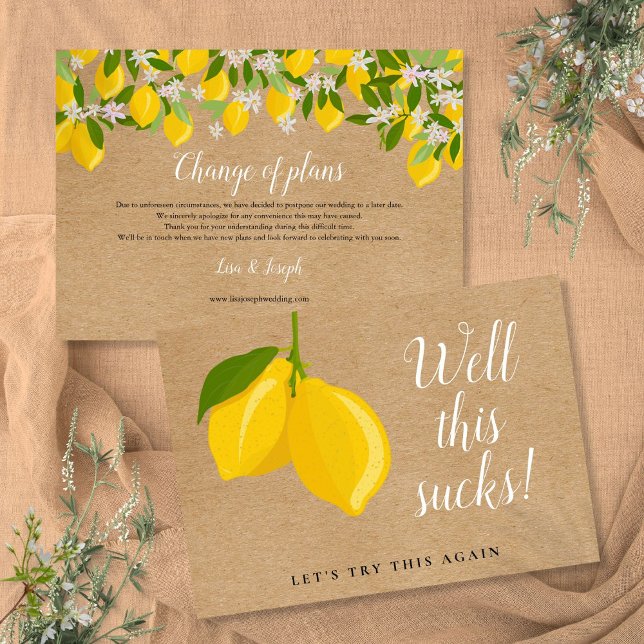 Reserva La Fecha Limones Rústicos Cambian La Fecha del Evento Pospu (Rustic Lemons Change The Date Postponed Event Save The Date)