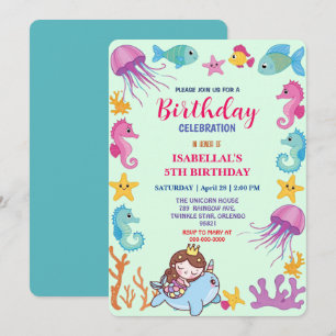 Reserva La Fecha lindo arcoiris mermaid narwhid cumpleaños unicorni