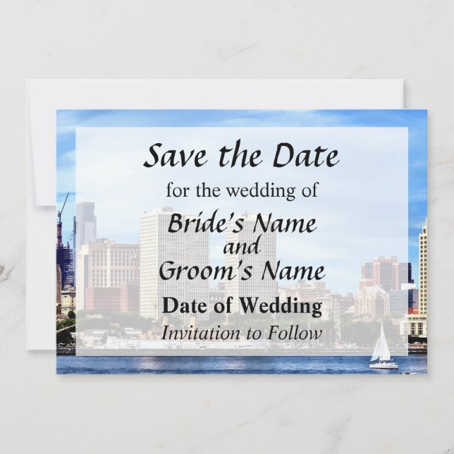 Reserva La Fecha Línea de Skyline Pa de Filadelfia Save the Date (Anverso)