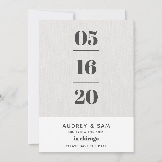 Reserva La Fecha Linen Modern Minimal Save the Date (Anverso)