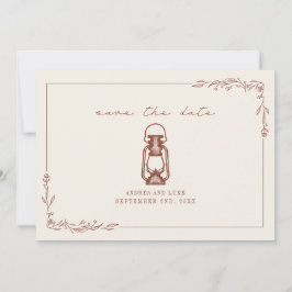 Reserva La Fecha Linterna rústica vintage terracota salvar la boda