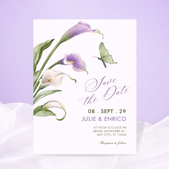 Reserva La Fecha Lirio púrpura floral boda (Subido por el creador)