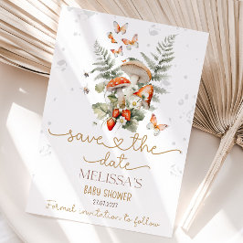 Reserva La Fecha Little Mushroom Baby Shower forest Baby Shower