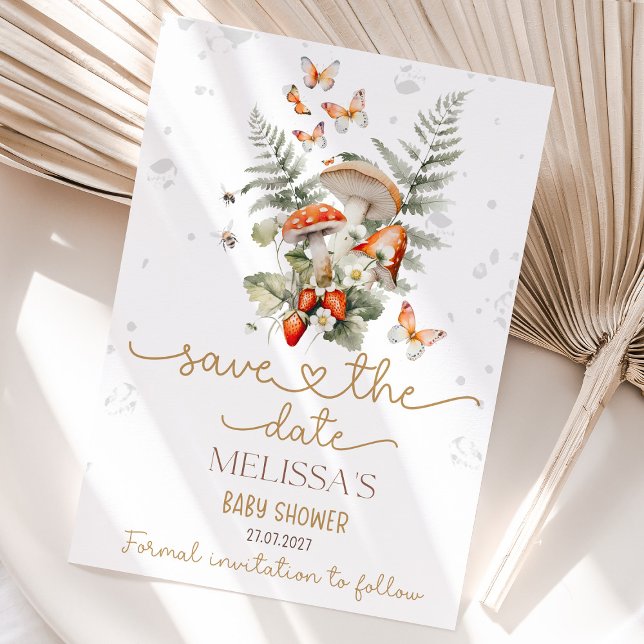 Reserva La Fecha Little Mushroom Baby Shower forest Baby Shower (fall baby shower, woodland baby shower, rustic baby shower, little mushroom baby shower, gender neut)