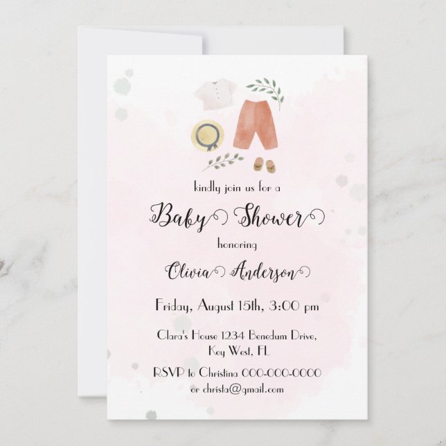 Reserva La Fecha Little Outfit Boho Chica Baby Shower (Anverso)