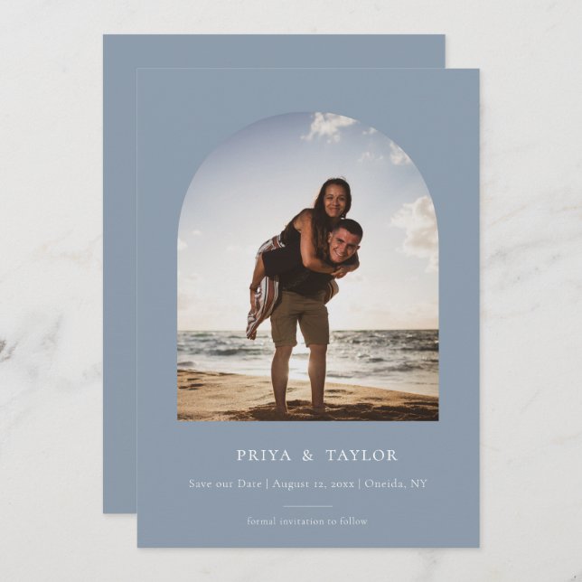 Reserva La Fecha Llanura De Marco De Arco Moderno Guardar La Tarjet (Anverso / Reverso)