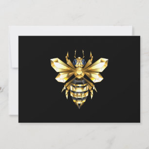 Reserva La Fecha Logotipo de abeja poligonal de lámina de oro falso