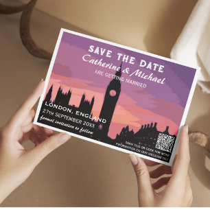 Reserva La Fecha Londres Inglaterra Estilo de póster QR Código de v