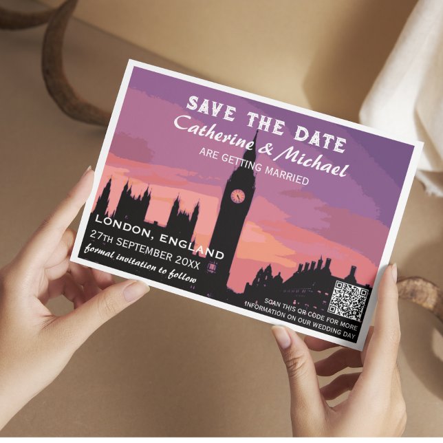 Reserva La Fecha Londres Inglaterra Estilo de póster QR Código de v (Subido por el creador)