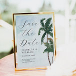 Reserva La Fecha Los Árboles De Palm De Acuarela Guardan La Fecha<br><div class="desc">Las palmeras acuáticas minimalistas ahorran la tarjeta de fecha. ¡Personalizable!</div>