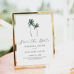 Reserva La Fecha Los Árboles De Palm De Acuarela Guardan La Fecha<br><div class="desc">Las palmeras acuáticas minimalistas ahorran la tarjeta de fecha. ¡Personalizable!</div>