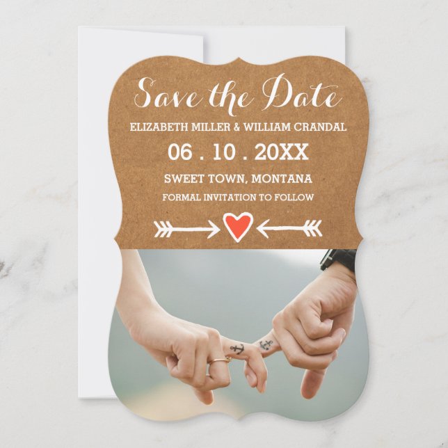 Reserva La Fecha Los enamorados rosados y las flechas blancas salva (Anverso)