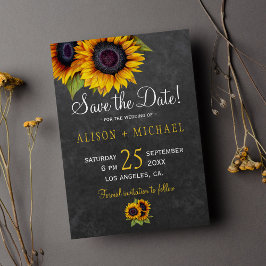 Reserva La Fecha Los girasoles rústicos de Chalkboard salvan al bod