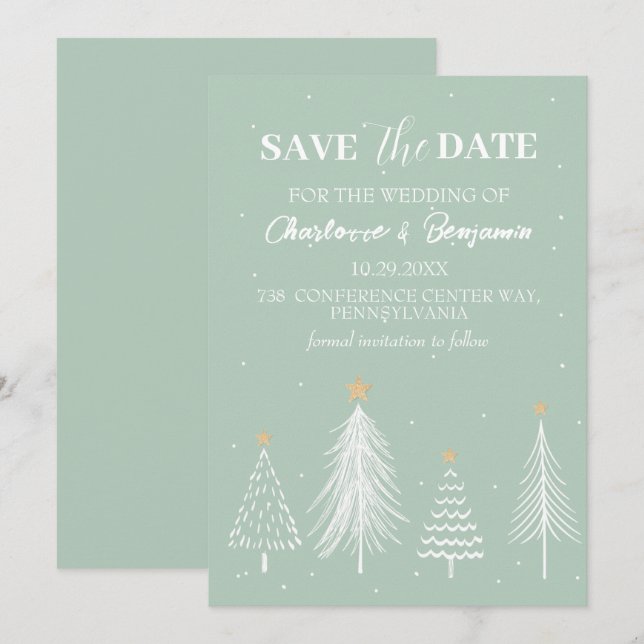 Reserva La Fecha Los Navidades de invierno, Sage Green, salven al B (Anverso / Reverso)