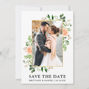 Reserva La Fecha Los Rosas De Peach De Vegetación De Acuarela Guard