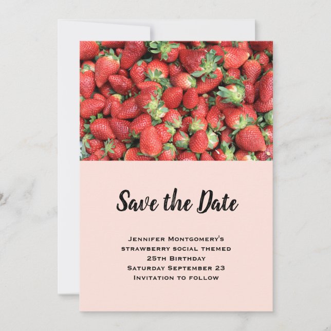 Reserva La Fecha Lote de fresas de jugo rojo (Anverso)