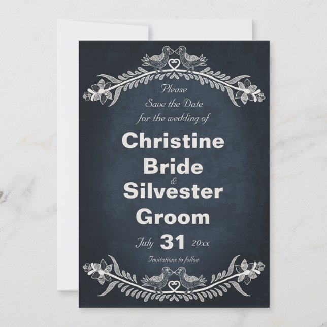 Reserva La Fecha Love Bird Vines, 5x7 guardar la fecha (Anverso)