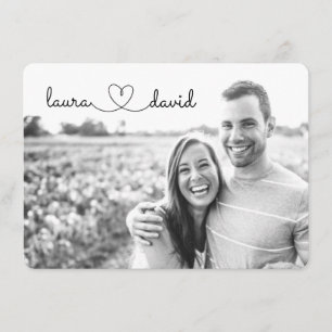 Reserva La Fecha Love Heart Modern Black & White Save the Date Card