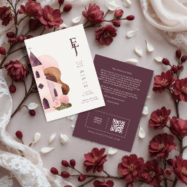 Reserva La Fecha Lovely Rustic Pink Tones Church Wedding QR
