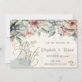 Reserva La Fecha Luces De Cadena,Trazo De Cepillo,Floral Guardar Fe