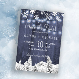 Reserva La Fecha Luces de cuerda copos de nieve de madera guardar b