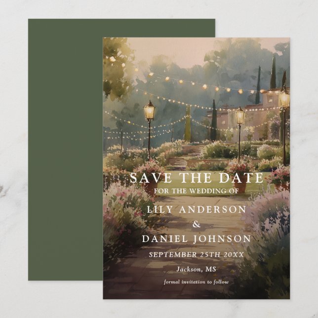 Reserva La Fecha Luces de Cuerda de Jardín Rústico Boho Boda (Anverso / Reverso)