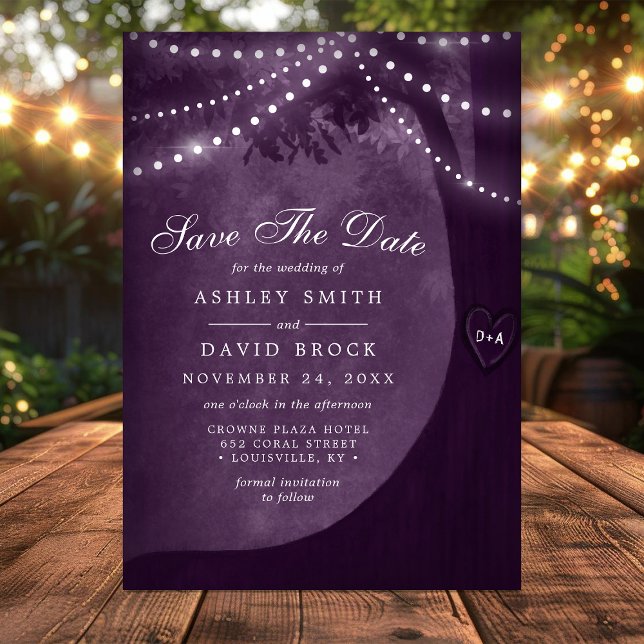 Reserva La Fecha Luces de Cuerda de Letras Talladas en Árbol Rústic (Subido por el creador)