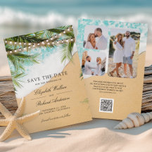 Luces de Playa Tropicales Código QR Foto Boda