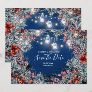Reserva La Fecha Luces de vacaciones de invierno de berry wreath wo