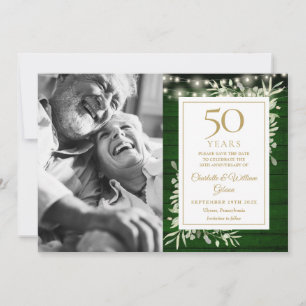 Reserva La Fecha Luces Florales de Madera Verde del 50 Aniversario 