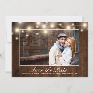 Reserva La Fecha Luces Rustic Wood Photo String   Guardar la fecha