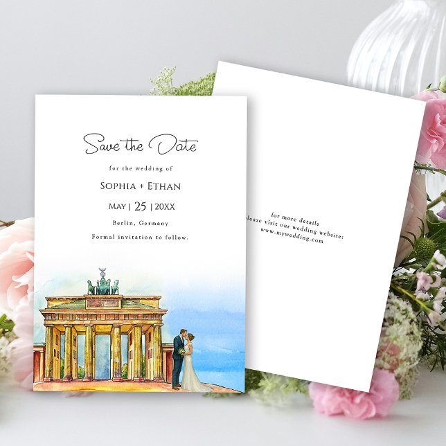 Reserva La Fecha Lugar emblemático de Berlín | Boda de destino  (Vintage Berlin Landmark | Destination Wedding Save  The Date Card)