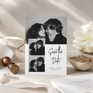 Reserva La Fecha Lujo Asequible 3 Fotos de Boda para Guardar la Fec