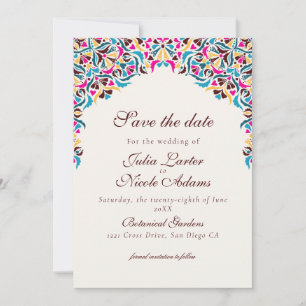 Reserva La Fecha Lujo Caprichoso Estilo Floral Marfil Boda Frontera