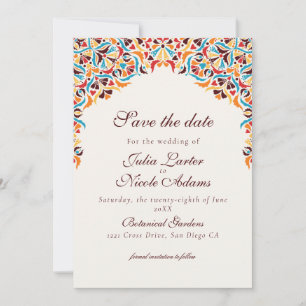 Reserva La Fecha Lujo Caprichoso Estilo Floral Marfil Boda Frontera