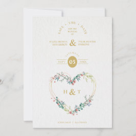 Reserva La Fecha Lujo Romántico Botánico Floral Color rosa Corazón