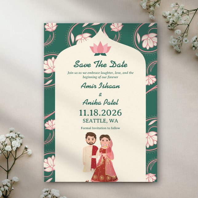 Reserva La Fecha Lujoso Boda indio de Green Lotus Lanterns (Subido por el creador)