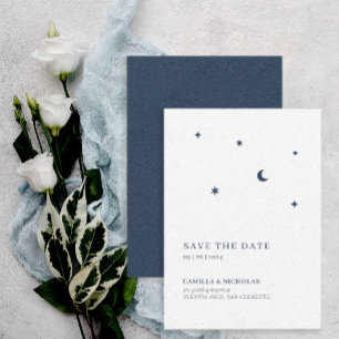 Reserva La Fecha Luna y estrellas Boda celeste moderno