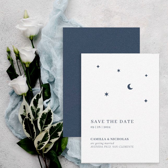 Reserva La Fecha Luna y estrellas Boda celeste moderno (Subido por el creador)