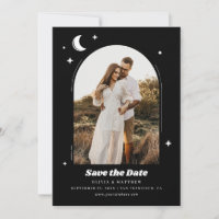 Luna y estrellas celestiales. Boda de foto negra m