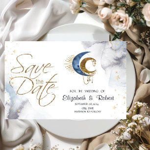 Reserva La Fecha Lunas Celestes, Estrellas Planas Guardar La Tarjet