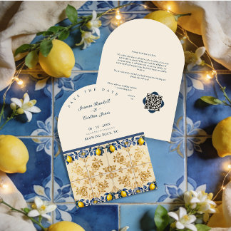 Reserva La Fecha Luxury Amalfi Gold Tile Lemon Wedding TLW26