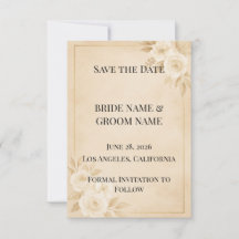Luxury Beige & Gold Save the Date Card