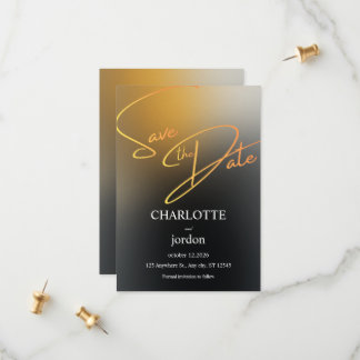 Reserva La Fecha Luxury Black and Gold Save the Date Wedding Card