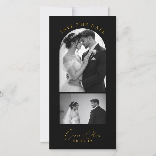 Reserva La Fecha Luxury Black & Gold Wedding Bookmark Save the Date (Anverso)
