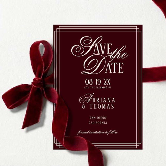 Reserva La Fecha Luxury Burgundy Calligraphy Wedding (Subido por el creador)